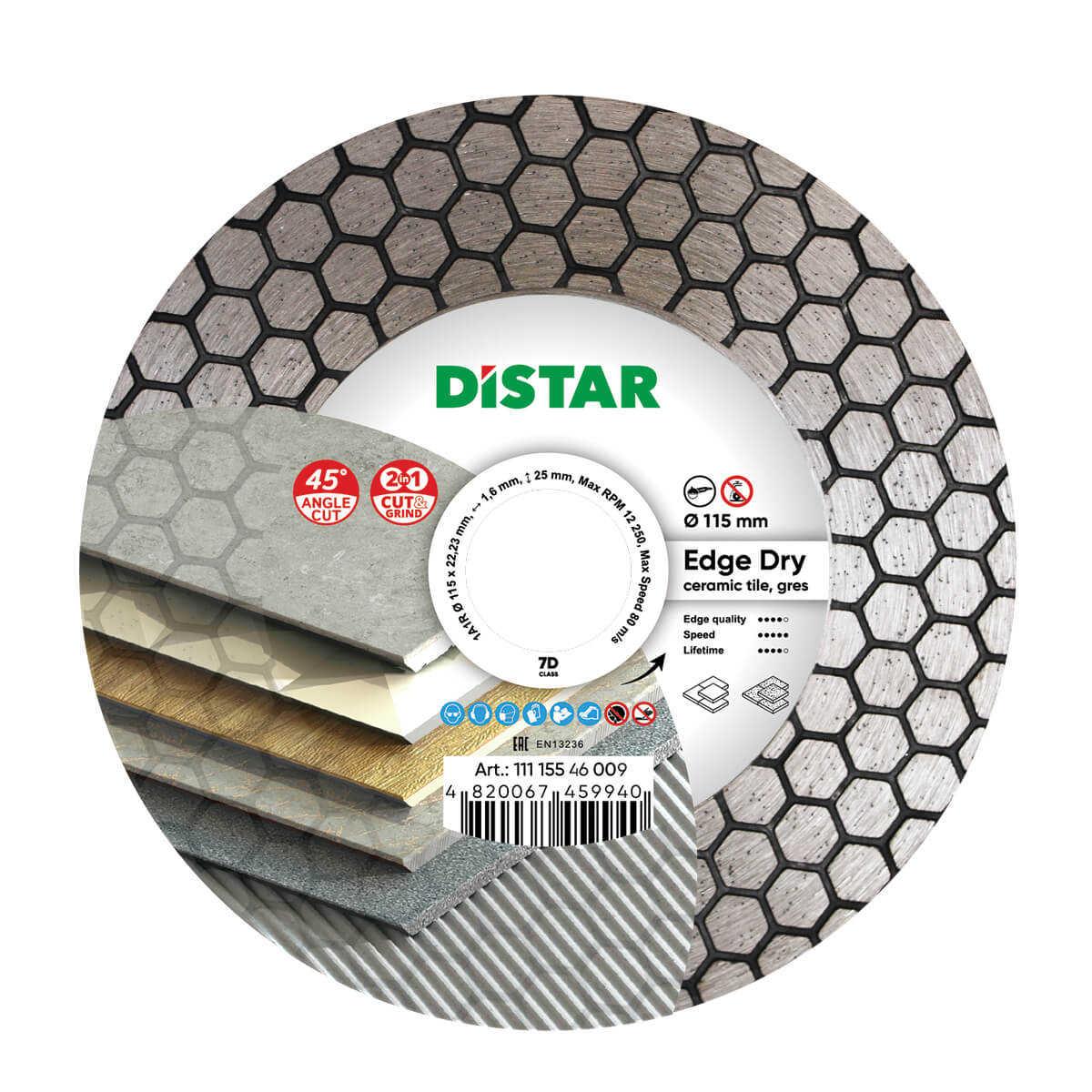Diamanttrennscheibe 1A1R 115 Edge Dry